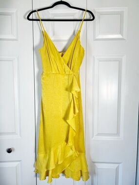 Willow Yellow Ruffle Wrap Midi Dress